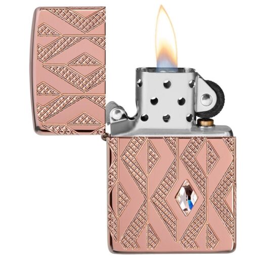 Zippo Armor Geometric Diamond Pattern Design Rose Gold - 49702 - Hình ảnh 8