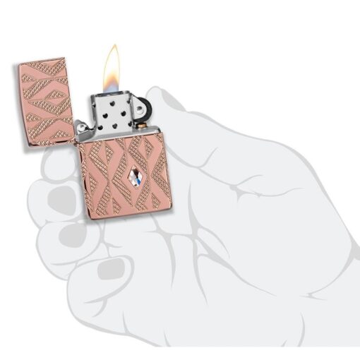 Zippo Armor Geometric Diamond Pattern Design Rose Gold - 49702 - Hình ảnh 9
