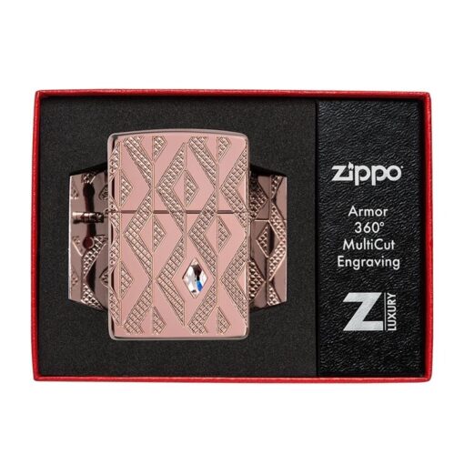 Zippo Armor Geometric Diamond Pattern Design Rose Gold - 49702 - Hình ảnh 10