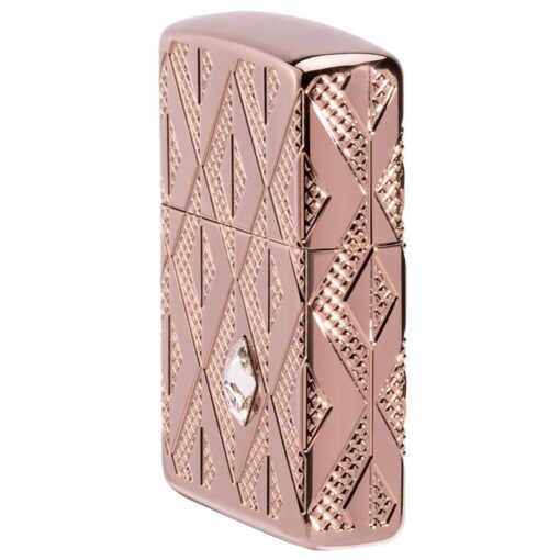 Zippo Armor Geometric Diamond Pattern Design Rose Gold - 49702 - Hình ảnh 4