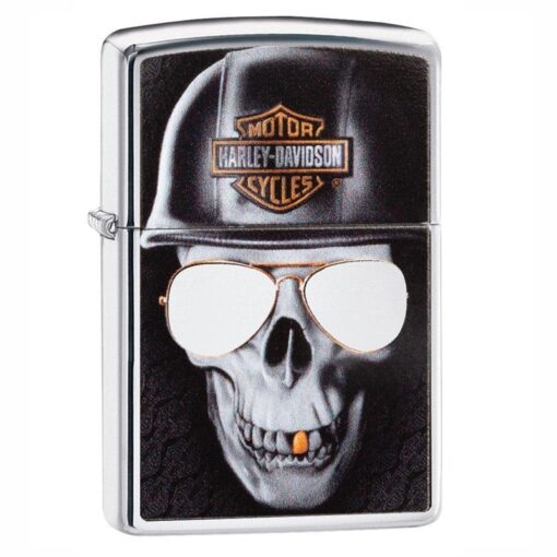 Zippo Harley-Davidson Skull & Sunglasses High Polish Chrome - 29739