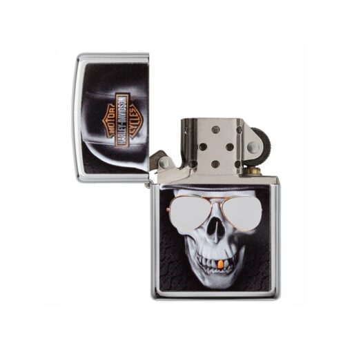 Zippo Harley-Davidson Skull & Sunglasses High Polish Chrome - 29739 - Hình ảnh 2