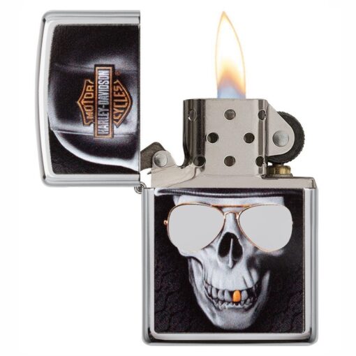 Zippo Harley-Davidson Skull & Sunglasses High Polish Chrome - 29739 - Hình ảnh 4