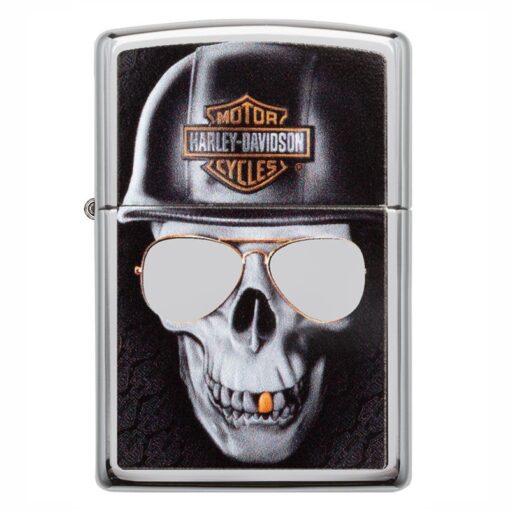Zippo Harley-Davidson Skull & Sunglasses High Polish Chrome - 29739 - Hình ảnh 3