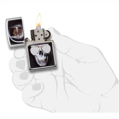 Zippo Harley-Davidson Skull & Sunglasses High Polish Chrome - 29739 - Hình ảnh 5