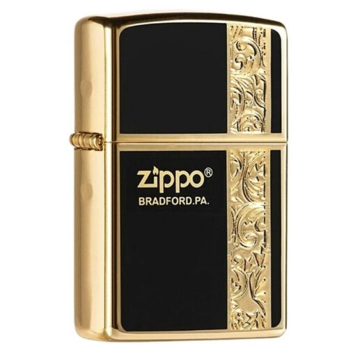 Zippo Gold-plated Arabesque Zippo Logo Black Design - 2GBK