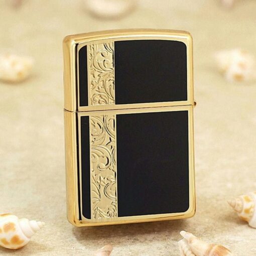 Zippo Gold-plated Arabesque Zippo Logo Black Design - 2GBK - Hình ảnh 3