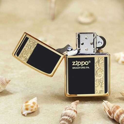 Zippo Gold-plated Arabesque Zippo Logo Black Design - 2GBK - Hình ảnh 4