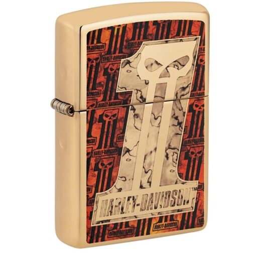 Zippo Harley-Davidson Number 1 Skull High Polish Brass - 48361