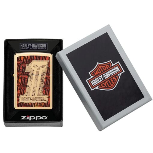Zippo Harley-Davidson Number 1 Skull High Polish Brass - 48361 - Hình ảnh 6