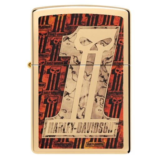 Zippo Harley-Davidson Number 1 Skull High Polish Brass - 48361 - Hình ảnh 3