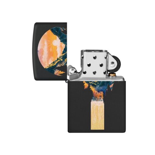 Zippo Black Light Mountain Waterfall Design Black Matte - 48676 - Hình ảnh 2