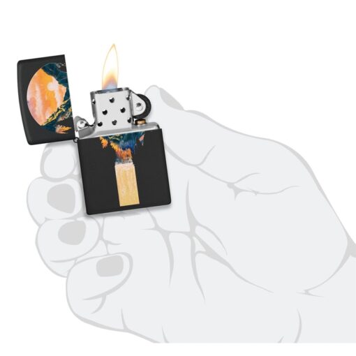 Zippo Black Light Mountain Waterfall Design Black Matte - 48676 - Hình ảnh 6