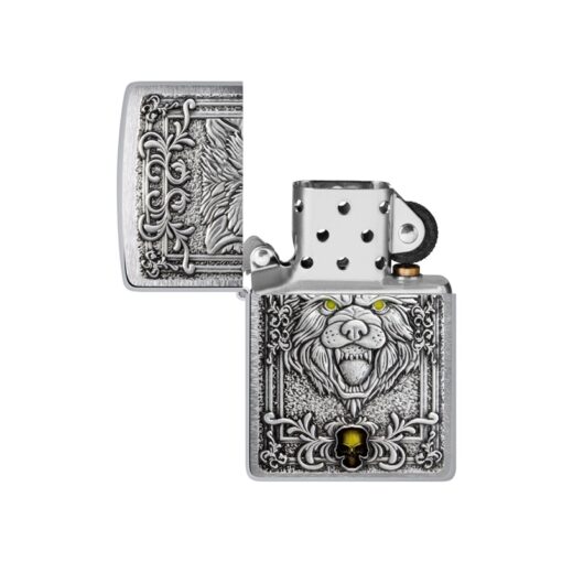 Zippo Wolf Emblem Design Brushed Chrome - 48690 - Hình ảnh 2