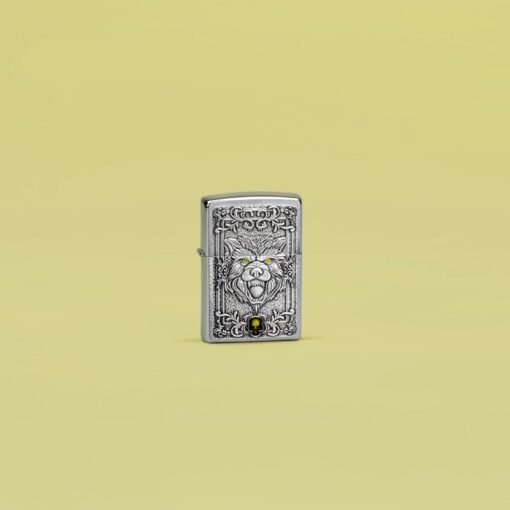 Zippo Wolf Emblem Design Brushed Chrome - 48690 - Hình ảnh 8