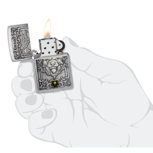 Zippo Wolf Emblem Design Brushed Chrome - 48690 - Hình ảnh 6