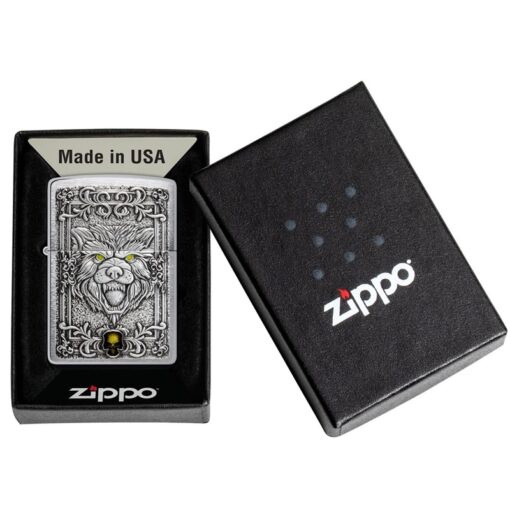 Zippo Wolf Emblem Design Brushed Chrome - 48690 - Hình ảnh 7