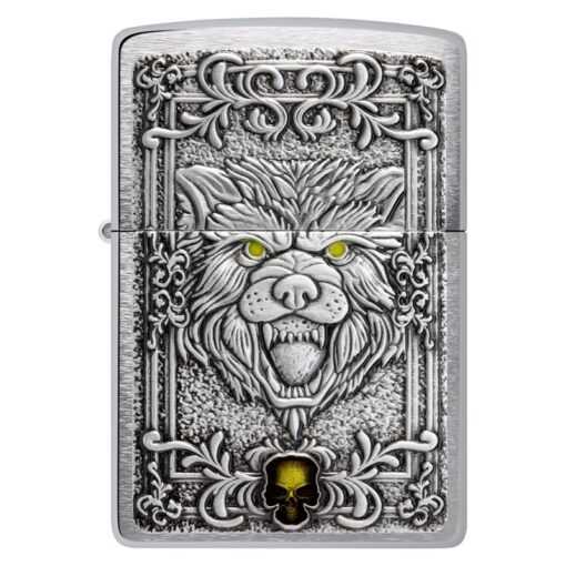 Zippo Wolf Emblem Design Brushed Chrome - 48690 - Hình ảnh 3
