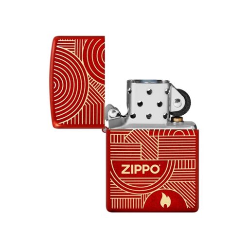 Zippo Logo Flame Art Deco Circles Lines Metallic Red - 48705 - Hình ảnh 2