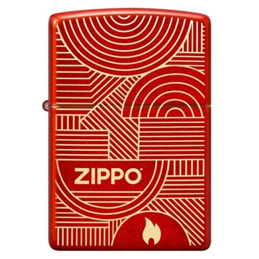 Zippo Logo Flame Art Deco Circles Lines Metallic Red - 48705 - Hình ảnh 3
