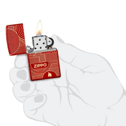 Zippo Logo Flame Art Deco Circles Lines Metallic Red - 48705 - Hình ảnh 5