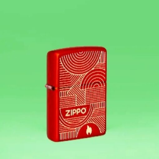 Zippo Logo Flame Art Deco Circles Lines Metallic Red - 48705 - Hình ảnh 7