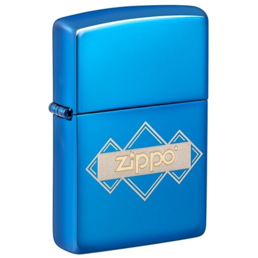 Zippo Logo Squares Triangles Design High Polish Blue - 48706