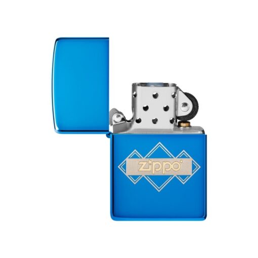 Zippo Logo Squares Triangles Design High Polish Blue - 48706 - Hình ảnh 2