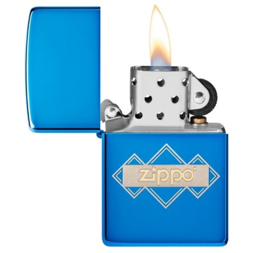 Zippo Logo Squares Triangles Design High Polish Blue - 48706 - Hình ảnh 4