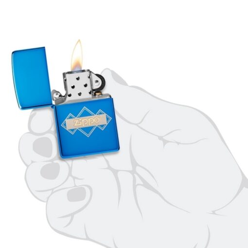 Zippo Logo Squares Triangles Design High Polish Blue - 48706 - Hình ảnh 5