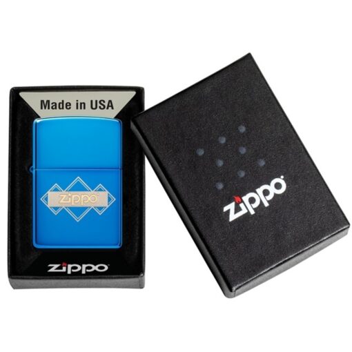 Zippo Logo Squares Triangles Design High Polish Blue - 48706 - Hình ảnh 6