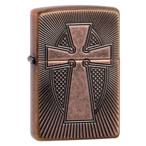 Zippo Armor Deep Carve Cross Design Antique Copper - 49158