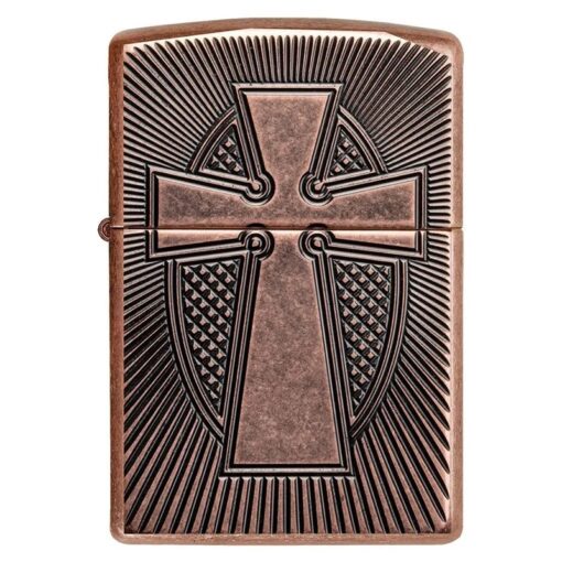 Zippo Armor Deep Carve Cross Design Antique Copper - 49158 - Hình ảnh 3