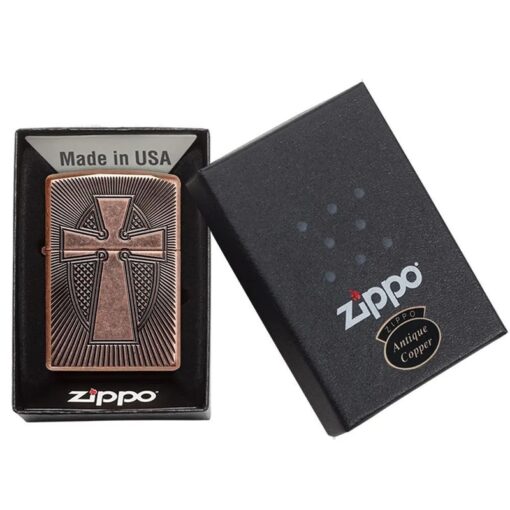 Zippo Armor Deep Carve Cross Design Antique Copper - 49158 - Hình ảnh 6
