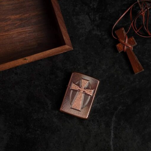 Zippo Armor Deep Carve Cross Design Antique Copper - 49158 - Hình ảnh 7