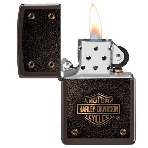 Zippo Harley-Davidson Logo Leather Design Brown - 49466 - Hình ảnh 4