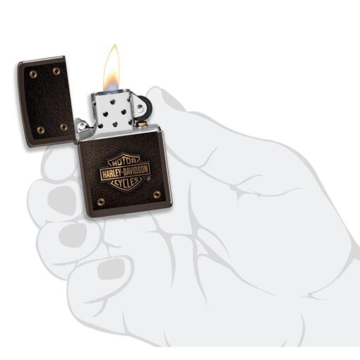 Zippo Harley-Davidson Logo Leather Design Brown - 49466 - Hình ảnh 5