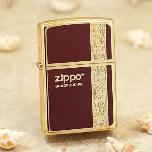 Zippo Gold-plated Arabesque Zippo Logo Red Design – 2GRK - Hình ảnh 2