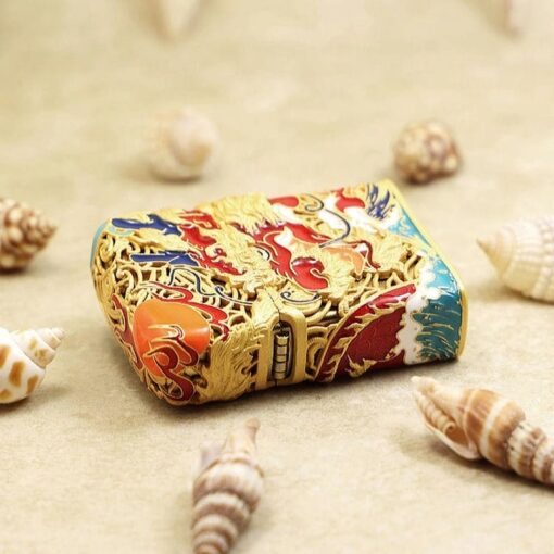 Zippo Gold-plated Filigree Enamel Colorful Dragon - OP5 - Hình ảnh 7