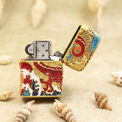 Zippo Gold-plated Filigree Enamel Colorful Dragon - OP5 - Hình ảnh 6