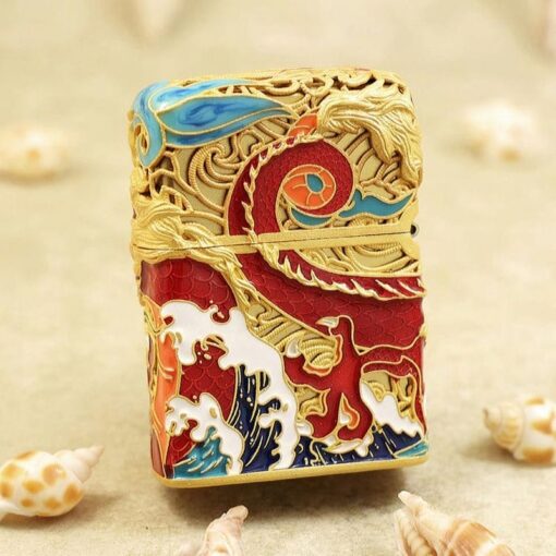 Zippo Gold-plated Filigree Enamel Colorful Dragon - OP5 - Hình ảnh 4