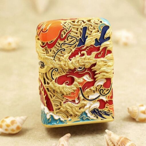 Zippo Gold-plated Filigree Enamel Colorful Dragon - OP5 - Hình ảnh 3