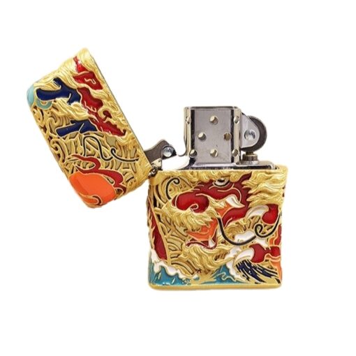 Zippo Gold-plated Filigree Enamel Colorful Dragon - OP5 - Hình ảnh 2