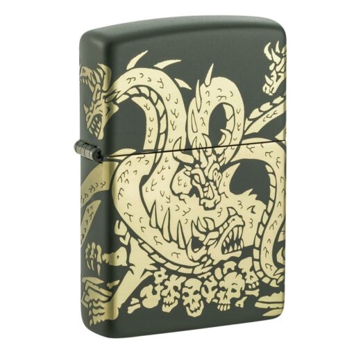 Zippo Dragon Design Laser 360 Green Matte - 48907
