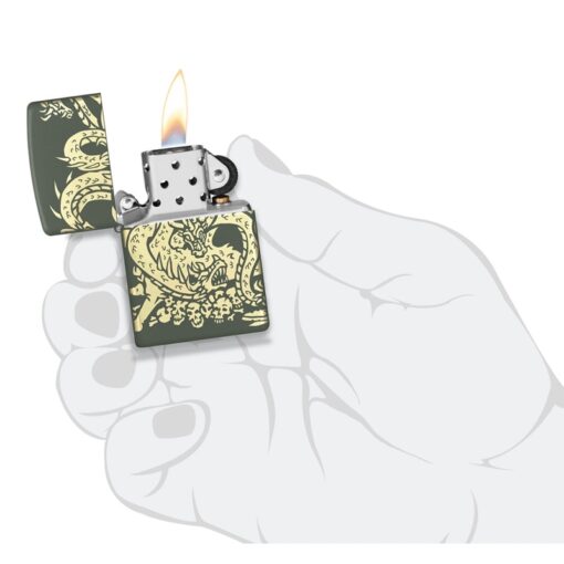 Zippo Dragon Design Laser 360 Green Matte - 48907 - Hình ảnh 9