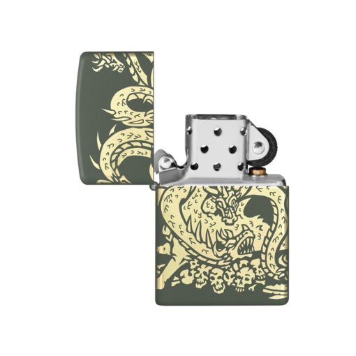 Zippo Dragon Design Laser 360 Green Matte - 48907 - Hình ảnh 2
