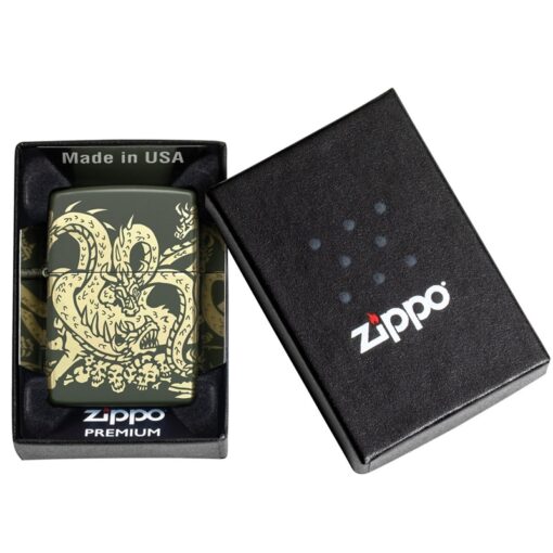 Zippo Dragon Design Laser 360 Green Matte - 48907 - Hình ảnh 10