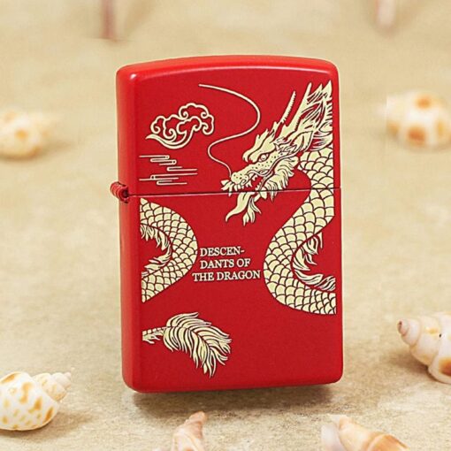 Zippo Deep Carved Descendants of The Dragon Red Matte -  205DD