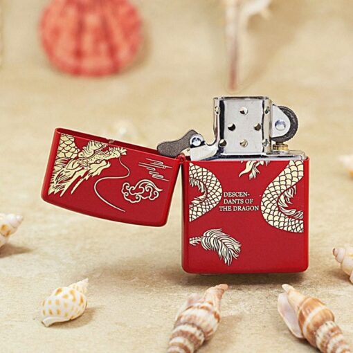 Zippo Deep Carved Descendants of The Dragon Red Matte -  205DD - Hình ảnh 2