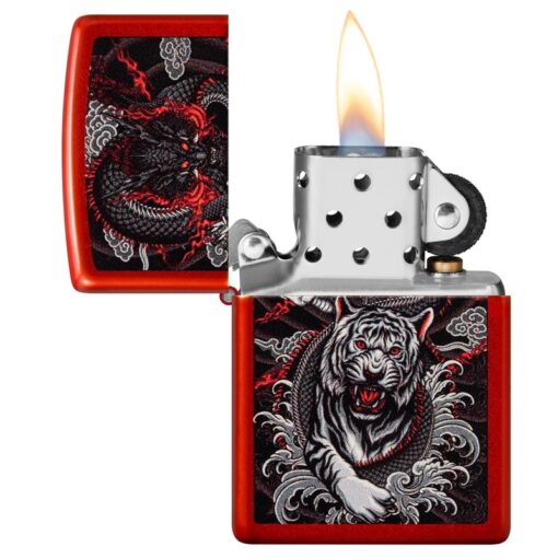 Zippo Dragon Tiger Design Metallic Red - 48933 - Hình ảnh 5